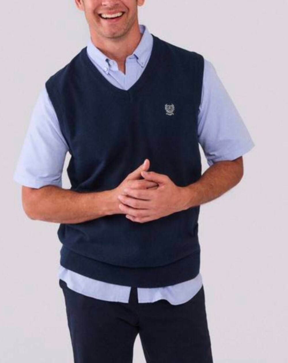 Chaps Sweater Vest Men’s Large Navy Blue Sleeveless Preppy V-Neck Size XL NWT
